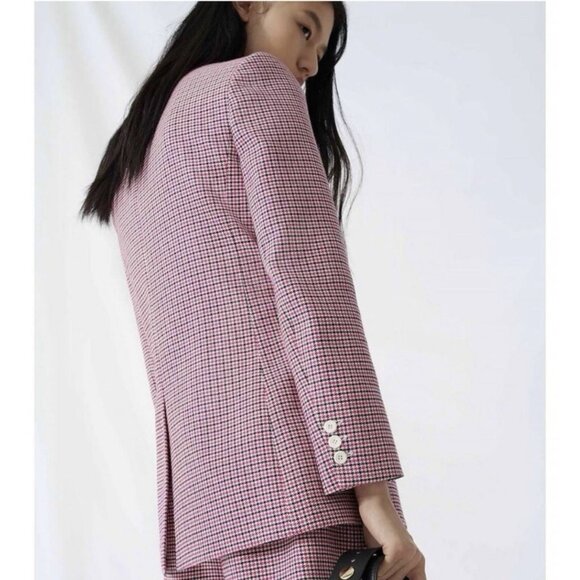 Maje Vic Double Breasted Houndstooth Jacquard Blazer Size 38 / US 6 M - Picture 11 of 12